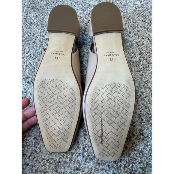 COLE HAAN Bria Flat Slingback Cutout Square Toe Brush Beige leather shoe, 11 - Picture 6 of 11